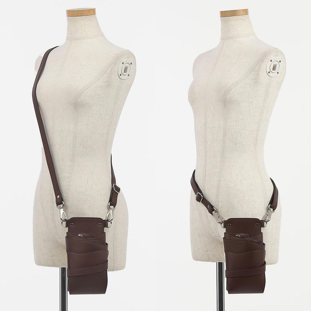 DP Prato 004 Scissor Case with Large Capacity Silver Holds Trimmer [deeds] No. Pocket, Brown, Hardware, 0-5 Scissors, Hairdresser,