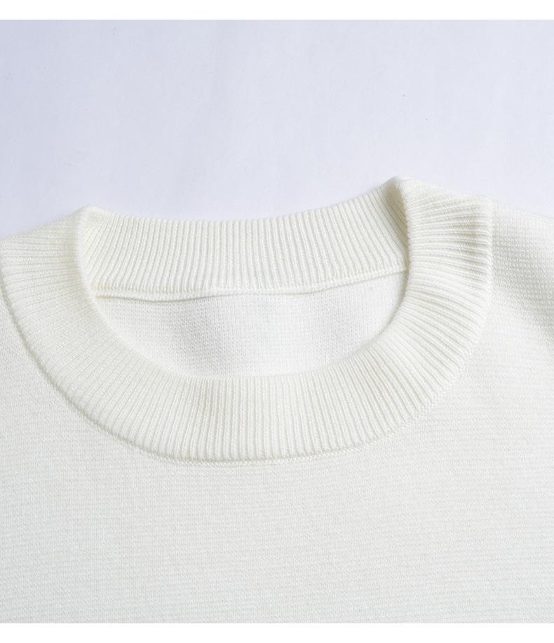 Unisex Striped Knit Sweater with Three-Color Woven Ribbon