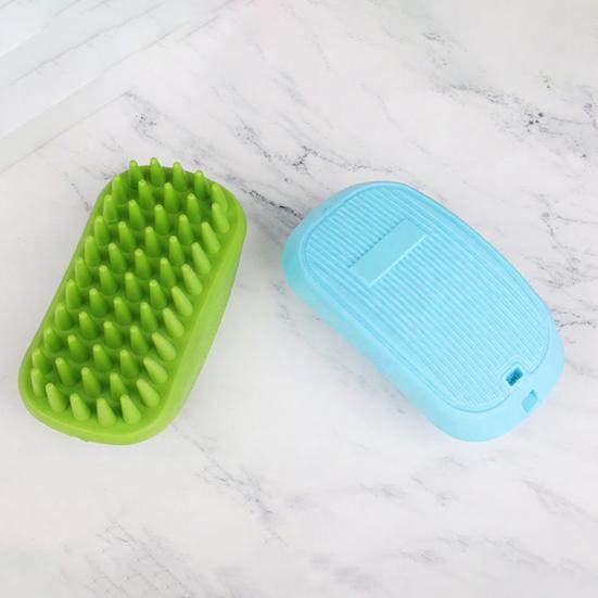 Rubber Pet Grooming Brush, Rounded Soft Bristles, Pet Bath Scrubber Massage Brush, Gentle Shedding Brush for Short Haired Cats Dogs