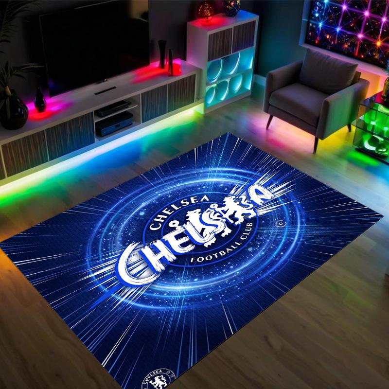 Tappeto in Velluto di Cristallo Design Chelsea FC Accogliente Non?Tappeto Stampato Antiscivolo per Camera da Letto Soggiorno Ingresso