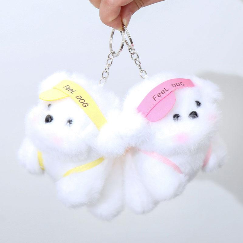 Cute Cartoon Plush Puppy Keychain Pendant Creative Stuffed Animals Keychain Kawaii Backpack Decoration Accessories Gifts