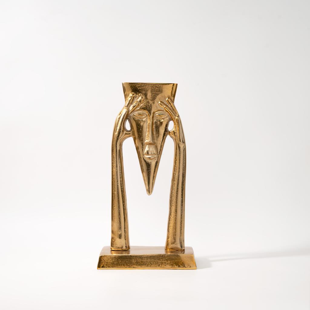 Hantverk i harts Gyllene Maskerad Figur Skulptur Abstrakt Geometriskt Porträtt Dekorativa Figurer Heminredningstillbehör
