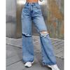 Fashion Ripped High-waisted Wide-leg Casual Jeans Women's Casual All-match Comfortable Street