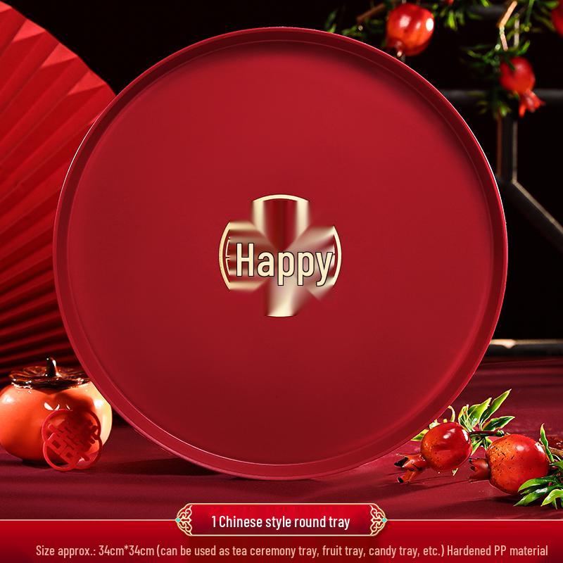 Red Festive Wedding Serving Tray for Fruit and Candy