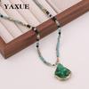 Multicolor Stone Beaded Pendant Necklace - Light Luxury Sweater Chain Jewelry