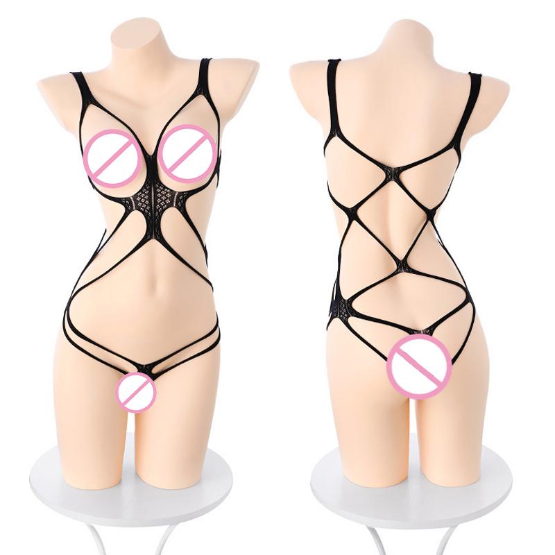 Women Bodystockings Lingerie Open Crotch Fishnet Lace Hollowed-Out Bodysuit Valentine'S Day Gift