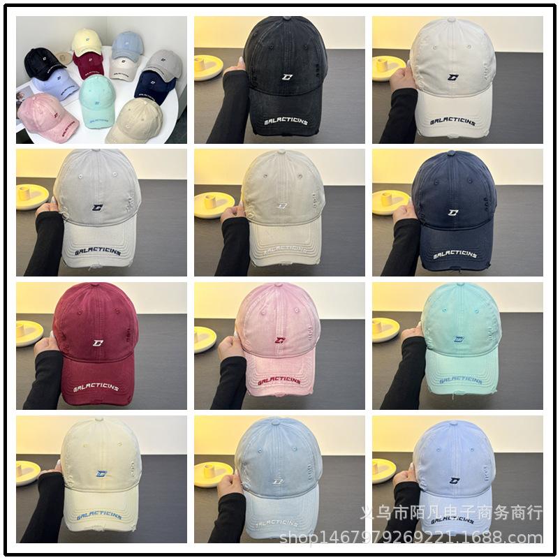 Spring and Summer Edging Holes Embroidery Letters Baseball Cap Women Simple Fashion Versatile Hat Big Head Circumference Cap Men