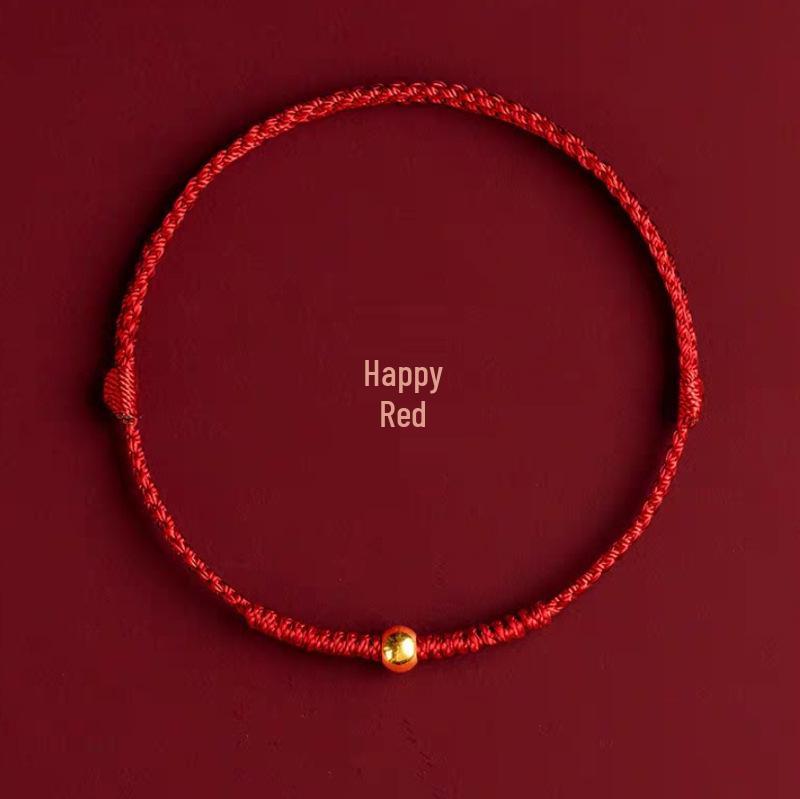 999 Pure Gold Zodiac Red String Bracelet and Anklet: Lucky Bead, Casual Gift for Couples Single Bracelet