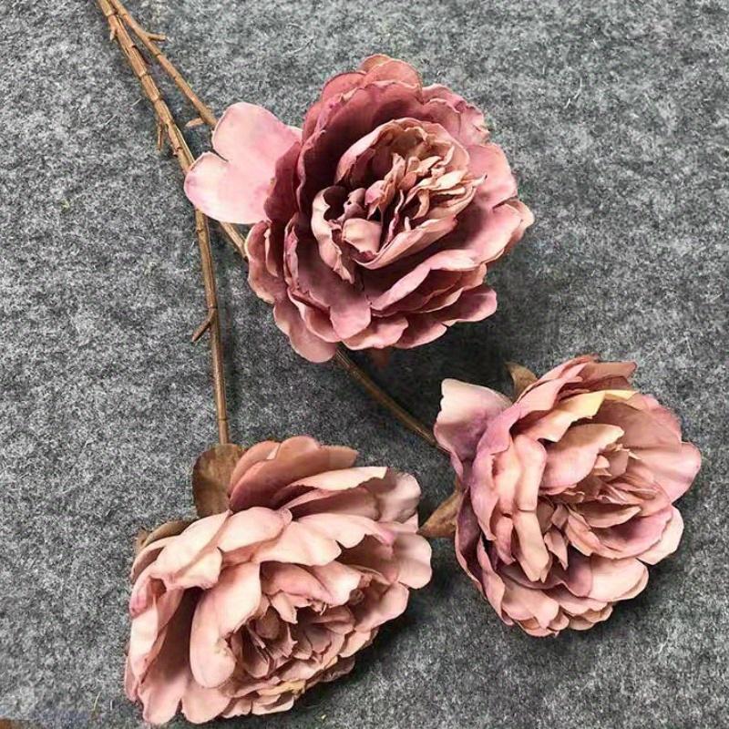 1Pc Simulation Single Three-Head Dry Peony Flower for Wedding Home Decoration Holiday Decoration Valentine's Day Gift