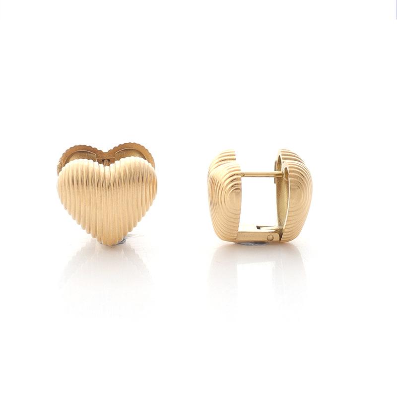 18K Gold Heart Stainless Steel Double-sided Earrings
