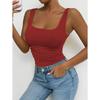 Dámské bezrukávové tílko s čtvercovým výstřihem, ležérní základní styl, top odhalující pupík