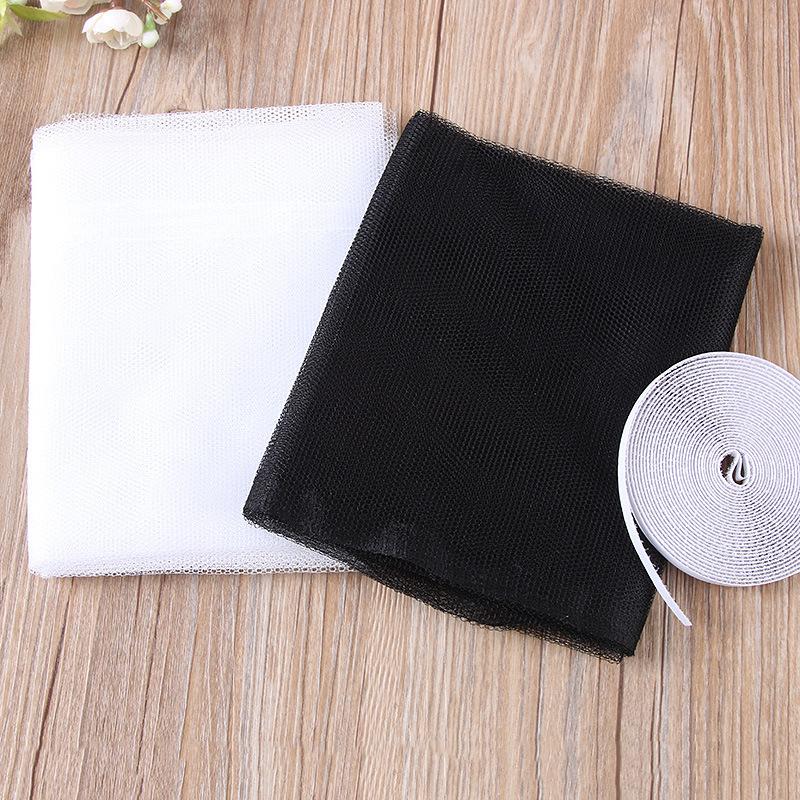 Polyester Mosquito-Proof Self-Adhesive Window Screen Mesh Curtain with Velcro Closure.