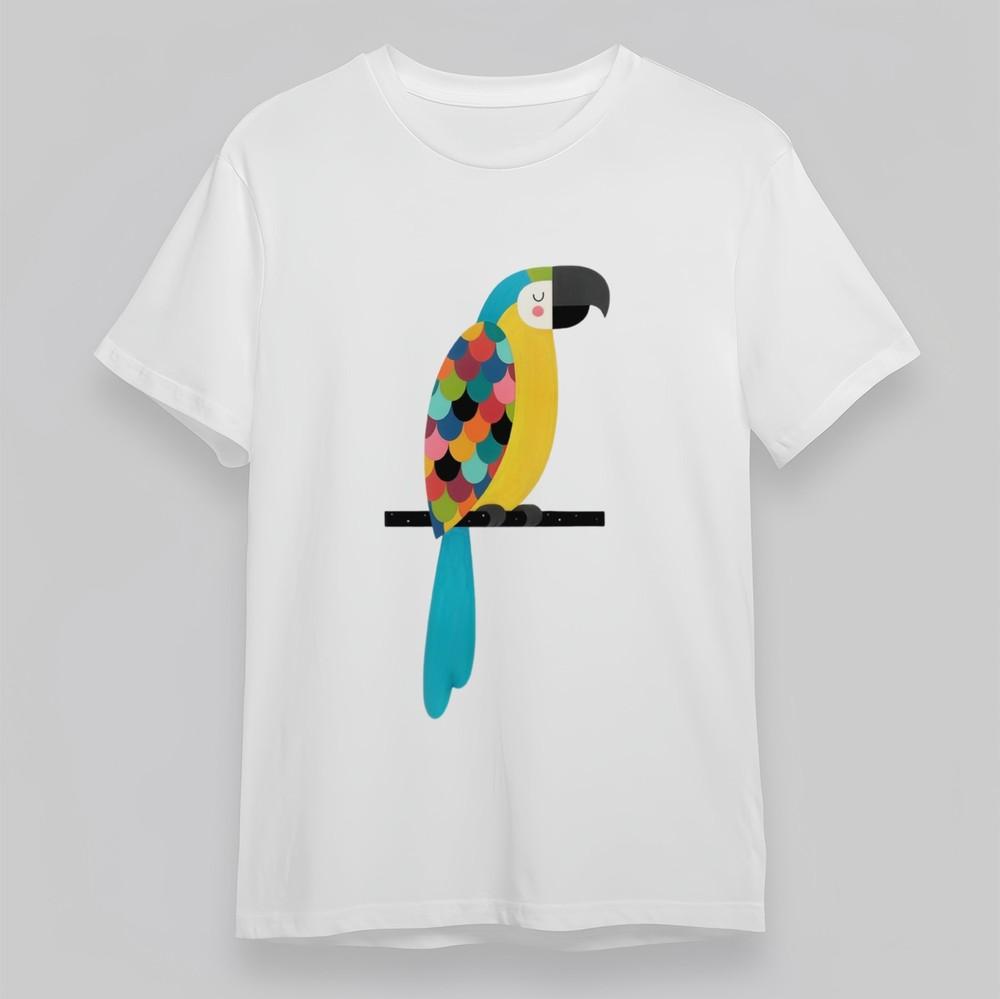 

Women s Plus Size Breathable Classic T-Shirt Colorful Parrot Print Design Tee M