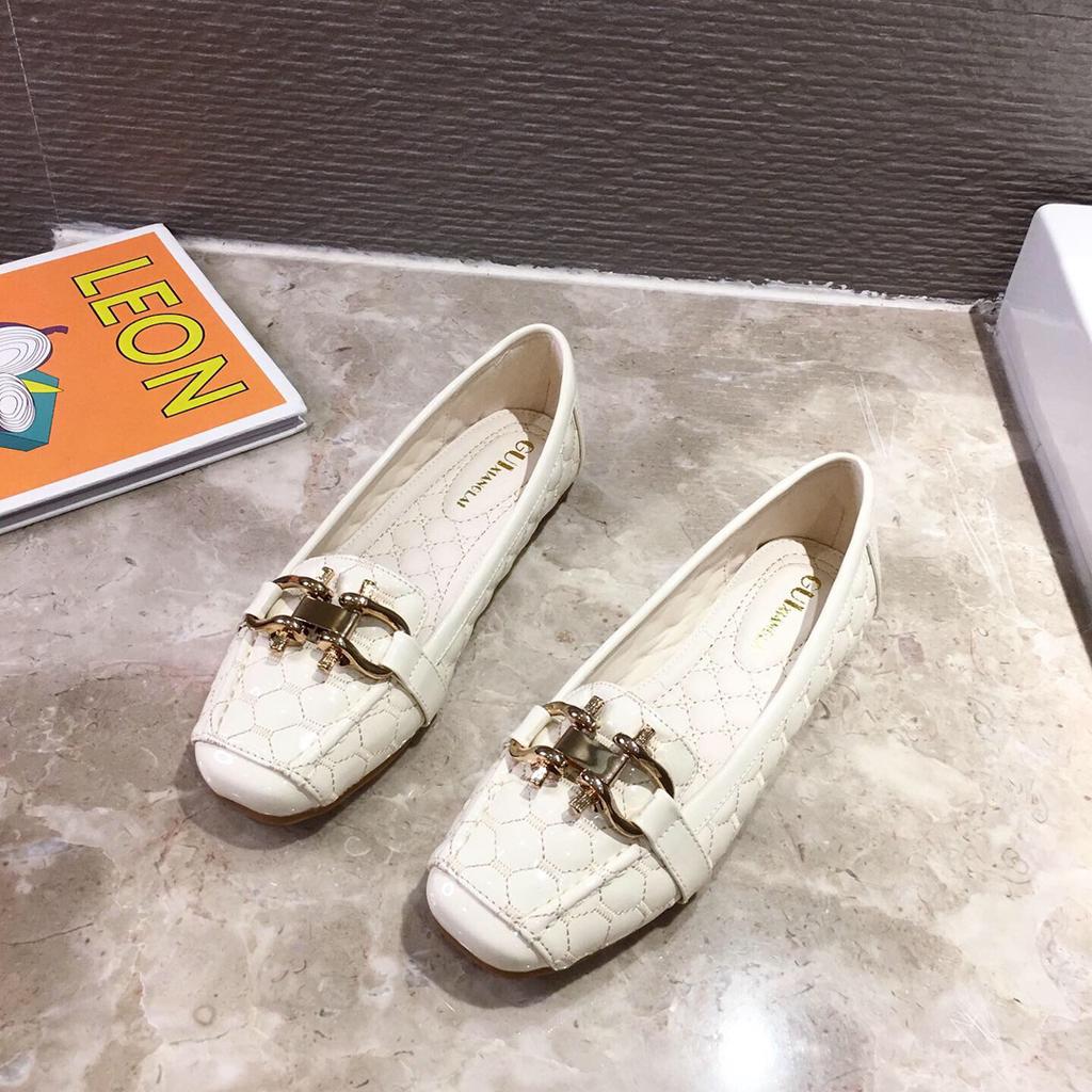 Women Flats Casuales for Female Soft Bottom Comfortable Square Head Single Shoes White Black Red Ladies Spring Autumn Loafers