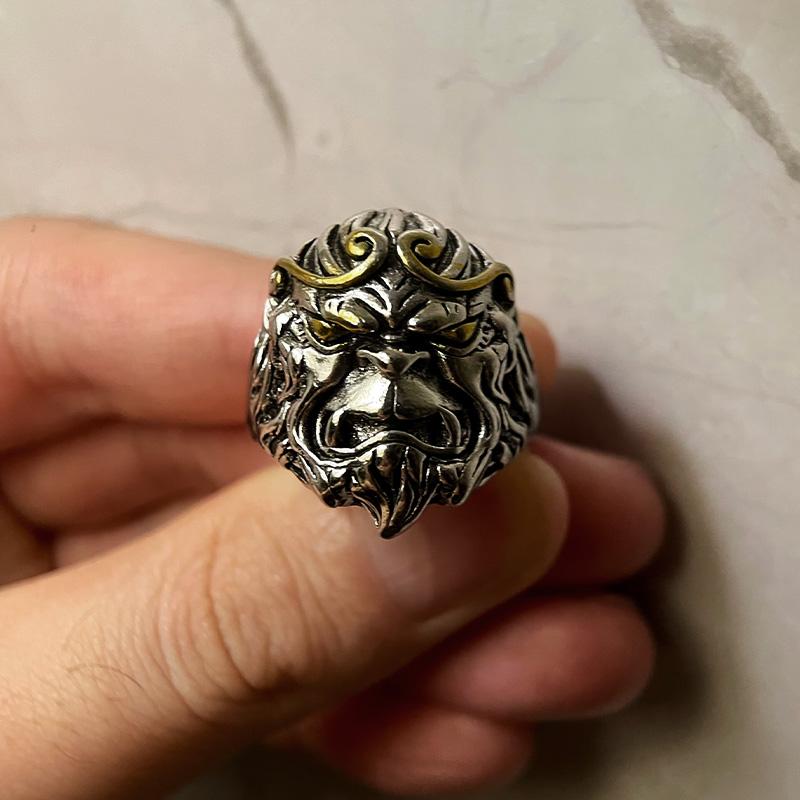Retro Black Myth Wukong Ring For Men Punk Gothic  Large Adjustable Ring Journey To The West Monkey King Accessories Gift