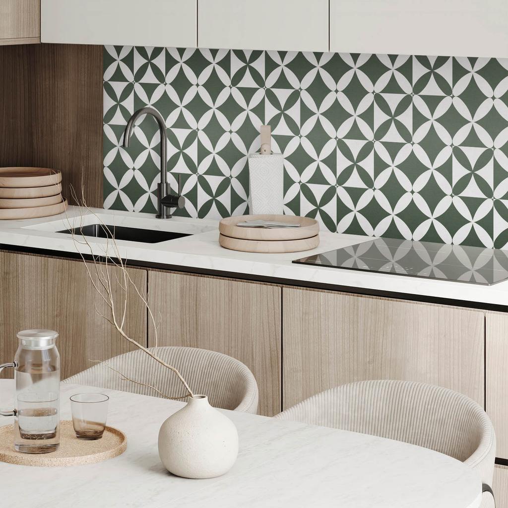 Printed Vinyl Wall Panel for Dining Room 100x50 cm Geometric Checkerboard Pattern