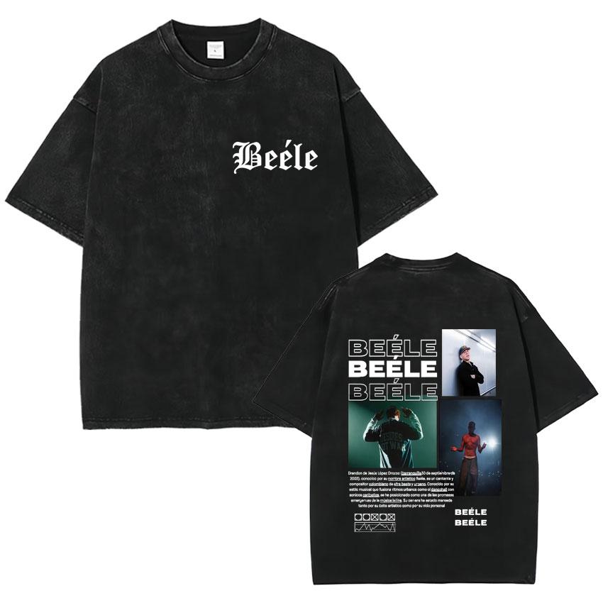 Rapper Beele Harajuku Album Vintage Washed Fashion TShirt Mens Oversized Tee Shirt Cozy Crewneck Short Sleeve T Shirt Fans Gift