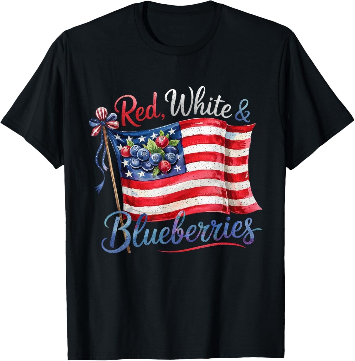 Funny Vintage Red, White and Blueberries Patriot T-Shirt Mens Womens Tees Top unisex T-Shirt Mens Womens Tees Top XL