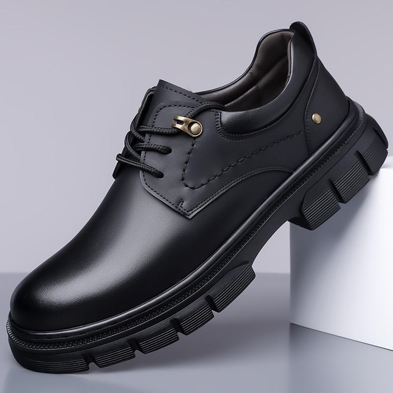 2024 autumn and winter new men's handmade online casual lace-up leather shoes men's platform retro tooling big head shoes A195