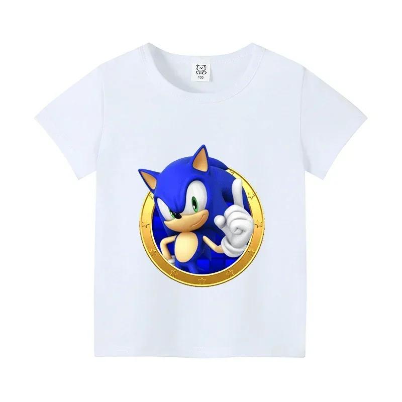Purchased Products Sonics Tshirts Childrens Shortsleeved Casual Cotton Tshirts and 100 Cotton Cartoon Printed Tshirts