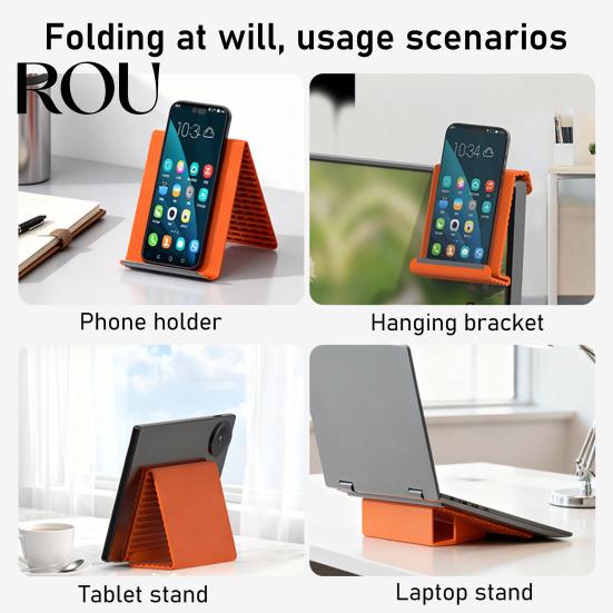 Customizable Phone Stand Flexible Silicone with Bendable Arm Portable Foldable Holder Pocket for Laptop Desk Bed Hands-Free Smartphones Tablets