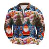 Men's Fashion Christmas Printed Corduroy Zipper Shirt