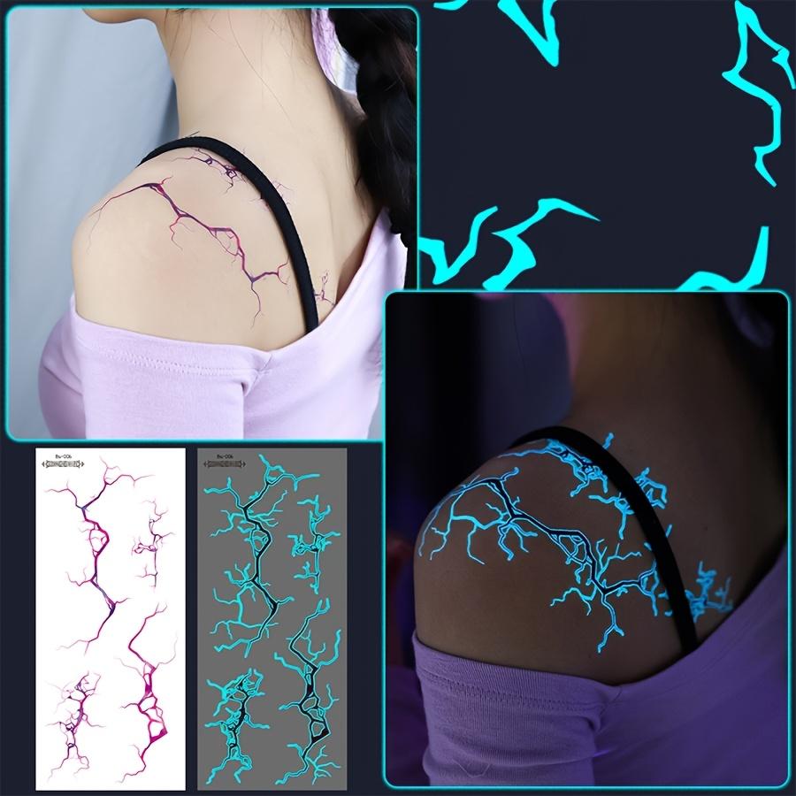 

Blood Vessels Blue Purple Lightning Glow in The Dark Body Art Fake Tattoos Face Temporary Tattoos Temporary Tattoo For Women 4 Sheet High Quality 4 sheets
