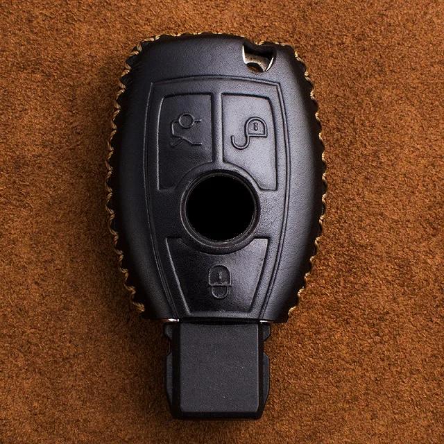 Innenraumleisten Echte Leder Auto Schlüsselanhänger Hülle Für Mercedes benz A B R G Klasse GLK GLA w204 W251 W463 W176 Smart Key