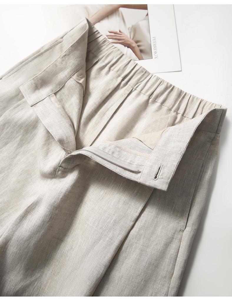 Women's Spring Summer Loose Linen Wide-Leg Pants - Slimming, Breathable, Casual Style