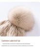 Women's 100% Cashmere Pompom Hat - Versatile, Solid Color, Folded Brim with Warm Ear Protection