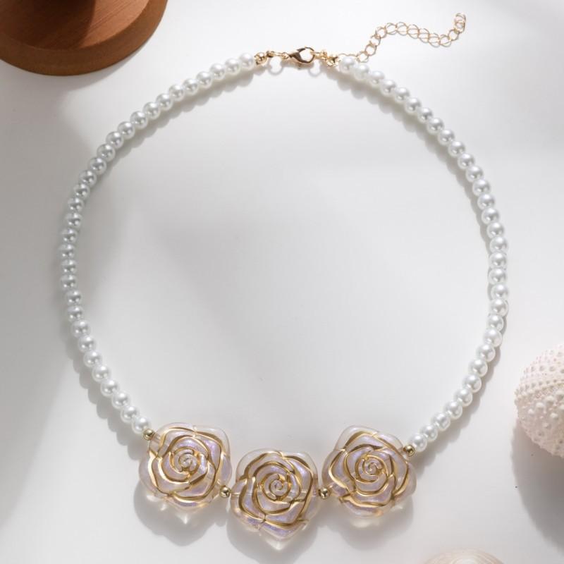 

BLINGBAY Женское ожерелье с подвеской Ретро и модное французское барочное жемчужное ожерелье Женское простое изысканное ожерелье с подвеской в форме цветка ювелирные изделия белый