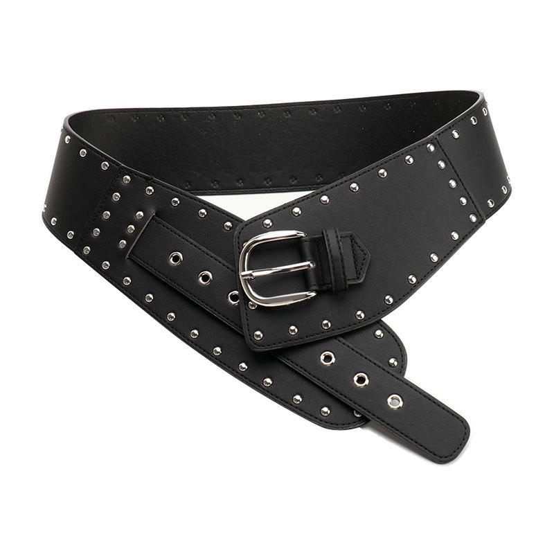 Punk style y2k ladies waist seal cross-border European and American style rivet splicing wide belt women's versatile jeans decorative belt