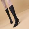 Pointed Toe Skinny No Knee Tall Boots Women's  Autumn Skinny Heel Back Zipper High Heel Skinny Boots