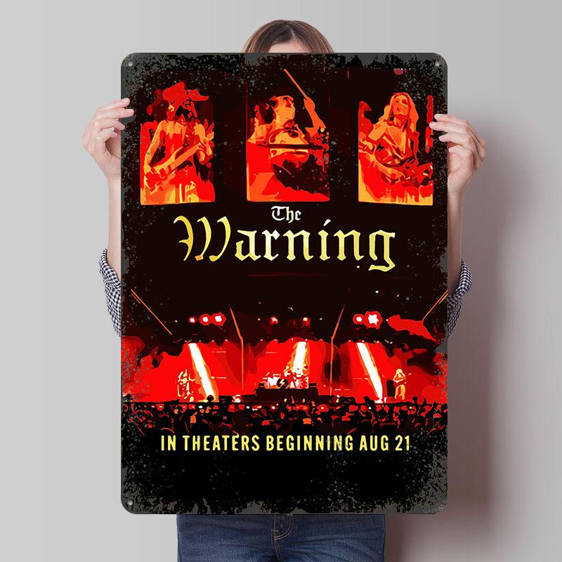 

The Warning In Theaters Beginning Aug 21 Tinplate Poster Customized Wall Art Vintage Retro Metal Signs for Coffee Bar Man Cave 7.9x11.8In(20x30cm)
