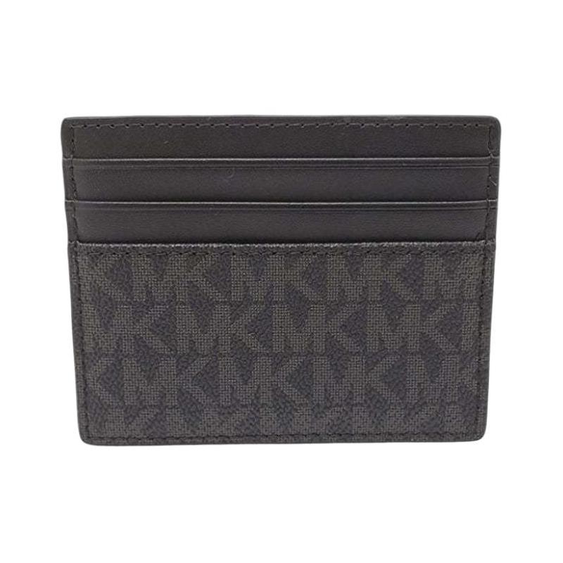 Michael Kors COOPER Logo Gun Metal-plated Hardware, Coated Canvas and Polyester and PU Card Holder, Same Style for Men and Women, Couple Model, Black
