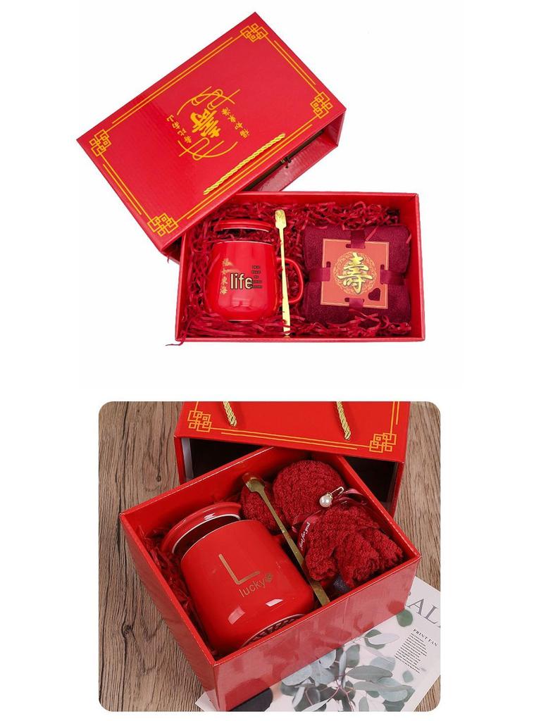 Geburtstagsgeschenk-Set für Senioren: Handtuch-Langlebigkeitsbecher & Geschenkbox für 60-90 Jahre Feier