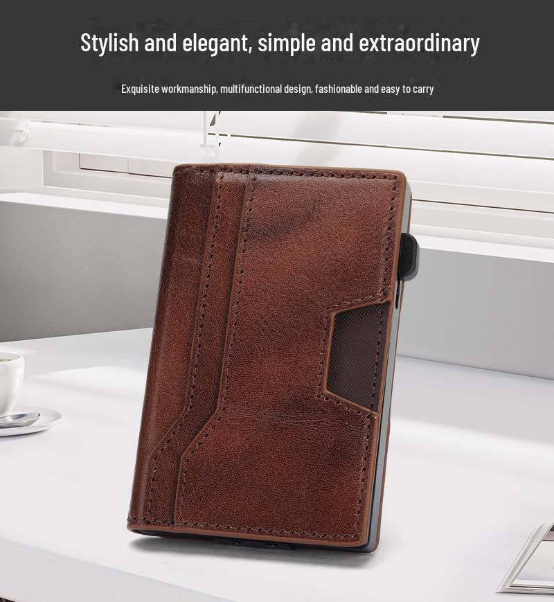Men's Anti-Theft Genuine Leather Wallet with 20% Fold & Card Storage