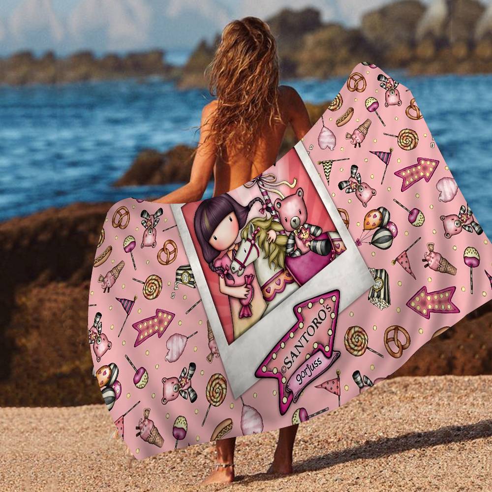 Cute Gorjusses Cartoon S-Santoro Microfiber Blanket Quick Drying Beach Towels Printing Super Absorbent Pool Towel Blanket