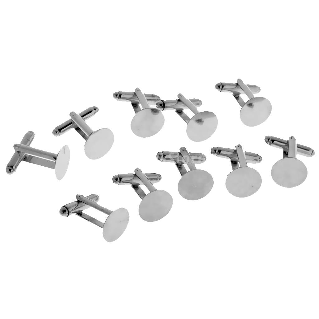 10 Blank 15mm Round Pad Finding Men CuffLink