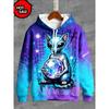 Felpa con Cappuccio Stampa 3D Alieno UFO Moda Donna Felpe Gatto Felpa Casual Cappotto Harajuku Abbigliamento Unisex Uomo Felpa con Cappuccio