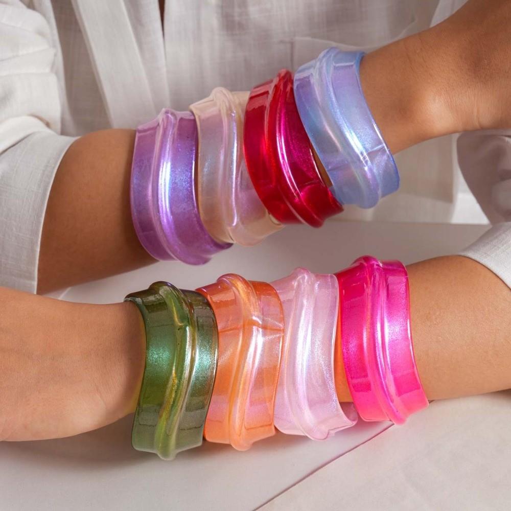 Bohemian Irregular Wide Bracelet Minority Design Colorful Hand Ring Temperament Resin Bangle  Girls