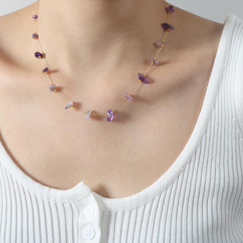 Collana clavicola in Acciaio Titanio Oro 18K Turchese - Gioiello di Lusso Francese Versatile per Donne