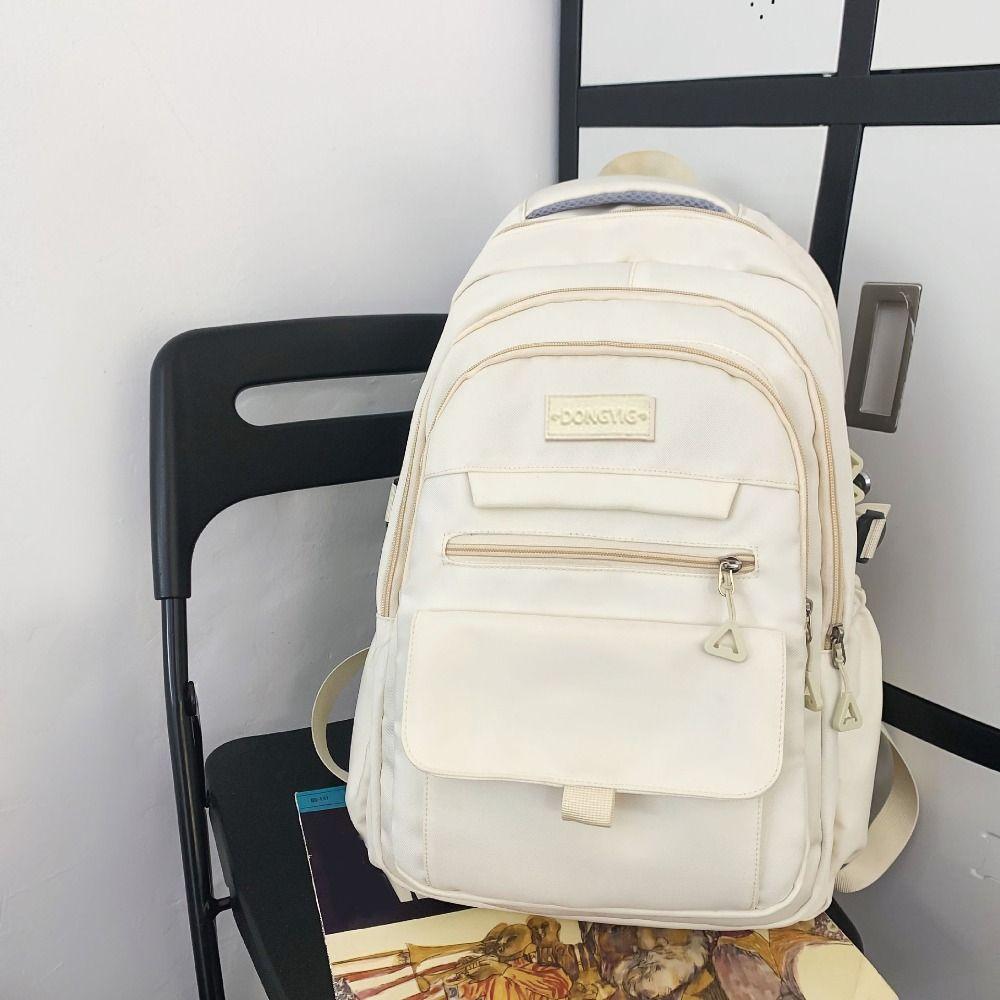 Korean Simple School Bags Large Capacity Nylon College Student Backpack Waterproof Multi-layer Girl's Backpack College