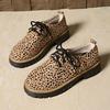 New Large-sized Casual Lofu Shoes with A Front Lace-up, Thick Heel and Round Toe for Women