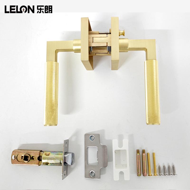 

Square US Standard Knurled Handle Heavy-Duty Three-Lever Bedroom/Bathroom Keyless Privacy Lock.