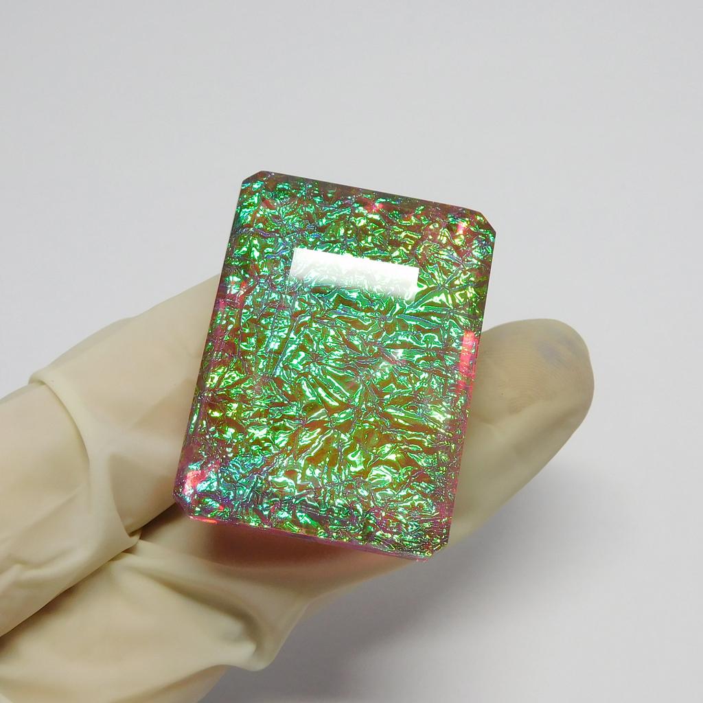Lab-Created Emerald Cut 132.65 ct Multi-Color Ammolite Loose Gemstone for Jewelry Making and Crafts