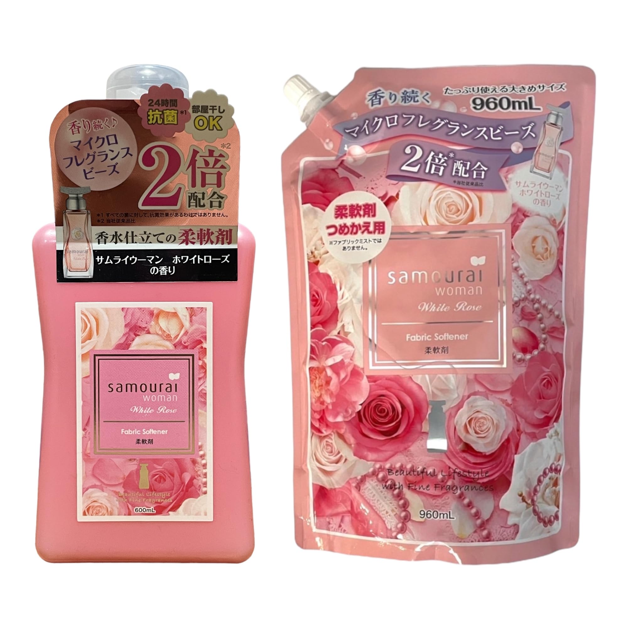 

Кондиционер для белья Samurai Woman, аромат белой розы, 600 мл (1 бутылка) + 960 мл (1 заправка)