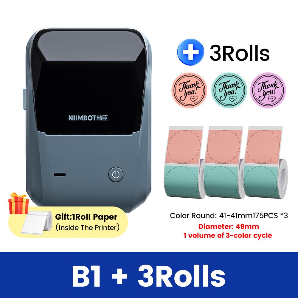 Niimbot B1 Wireless Label Maker White Color Transparent Clear Round Adhesive Sticker Business Bluetooth Labeling Printer Paper