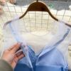 Elegante abito da sera in rete con fiocco in pietra con strass Abito da donna blu chic a maniche corte alla moda Abiti spaccati Abito da donna a vita alta con tromba di base 2024