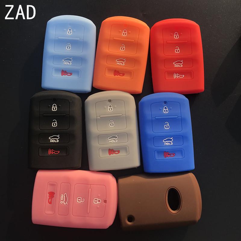 ZAD silicone rubber car key case cover shell skin holder protector for KIA Cadenza New K7 2013 2014 2015 2016 4 buttons key set